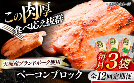 ベーコン【全12回定期便】ブロック180g×3個セット ベーコン[AGAZ051]