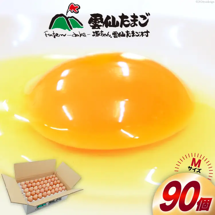 BI027 たっぷり！ 雲仙たまごMサイズ 90個(85個＋割れ補償5個入り) [長崎県 島原市]