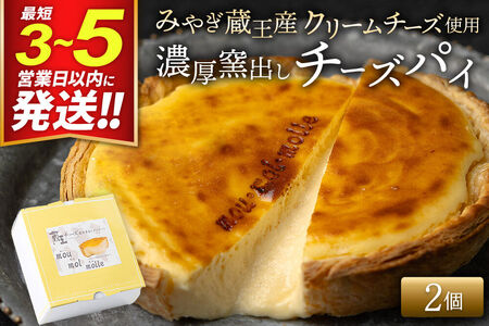 【みやぎ蔵王産クリームチーズ使用】濃厚窯出しチーズパイ 2個セット 最短3～5営業日以内発送