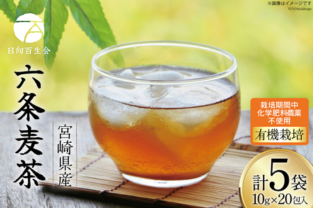 お茶 六条麦茶 （10g × 20包入）×５袋 [日向百生会 宮崎県 日向市 452060516]