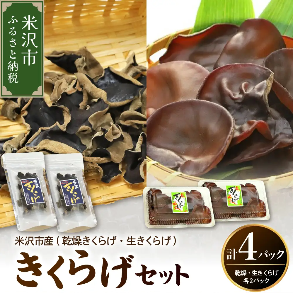 《先行予約》【 期間限定 】 きくらげ セット 計 4セット（ 生きくらげ 2パック 乾燥きくらげ 2袋 ）〔 2026年 6月 ～ 10月 中旬頃お届け 〕 米沢産 きくらげ きのこ 冷蔵