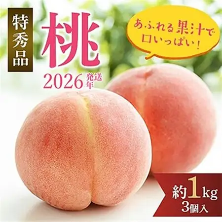 先行受付!　桃(特秀品)食べきりやすい3個入り【2026年6月下旬より順次発送】【配送不可地域：離島】【1525342】