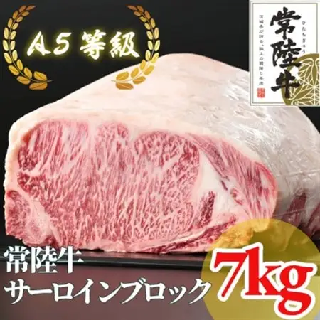 【常陸牛】A5等級 サーロインブロック 7kg_肉 常陸牛 牛肉 うし ビーフ_【配送不可地域：離島・沖縄県】【1517949】