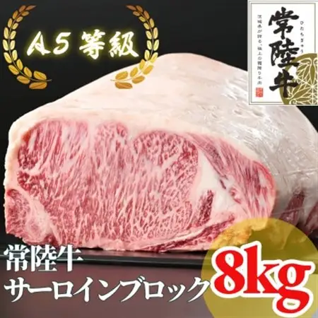 【常陸牛】A5等級 サーロインブロック 8kg_肉 常陸牛 牛肉 うし ビーフ_【配送不可地域：離島・沖縄県】【1517952】