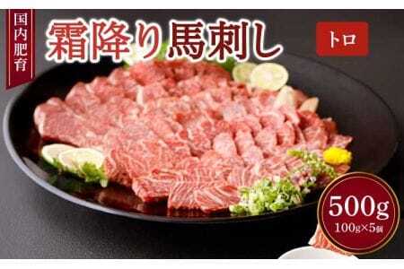 【国内肥育】霜降り 馬刺し 500g（100g×5個）醤油・生姜付き 