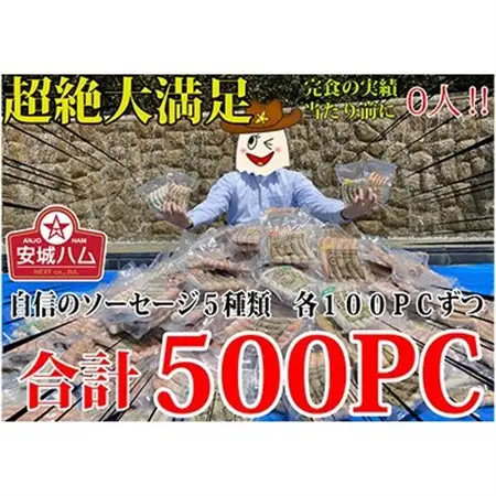 驚異の2500本!超絶量500セット!!ソーセージ5種　各100PC　安城ハム【複数個口で配送】【配送不可地域：離島】【4014206】
