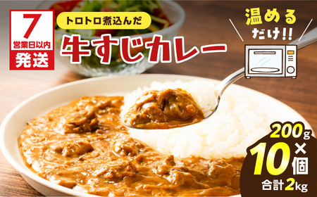 【7営業日以内に発送】牛すじ カレー 2kg K008-006 惣菜 総菜 冷凍 スピード配送 最短 すぐ届く お急ぎ
