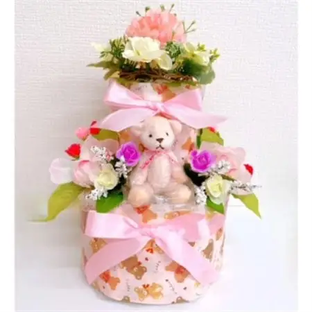 おむつケーキ 2段(ピンク)_雑貨・日用品 ベビー用品  _【1497441】