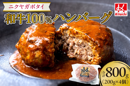 ニクヤガボタイ和牛100％ハンバーグ 200g×4個（800g）