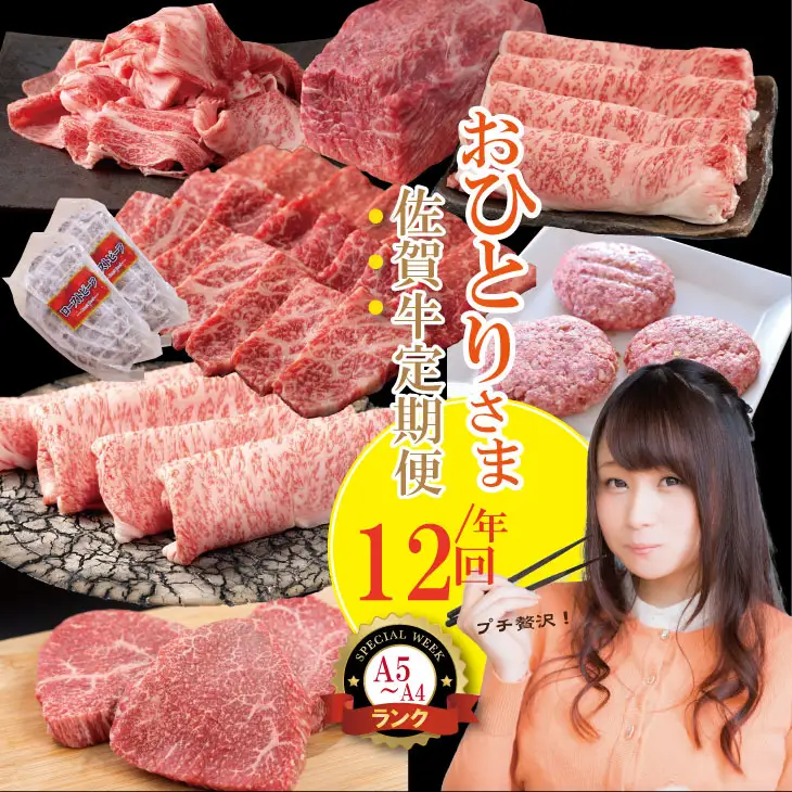 【定期便】 (連続12回) 佐賀牛 やまとフーズ 単身・おひとり様用 Q144-002