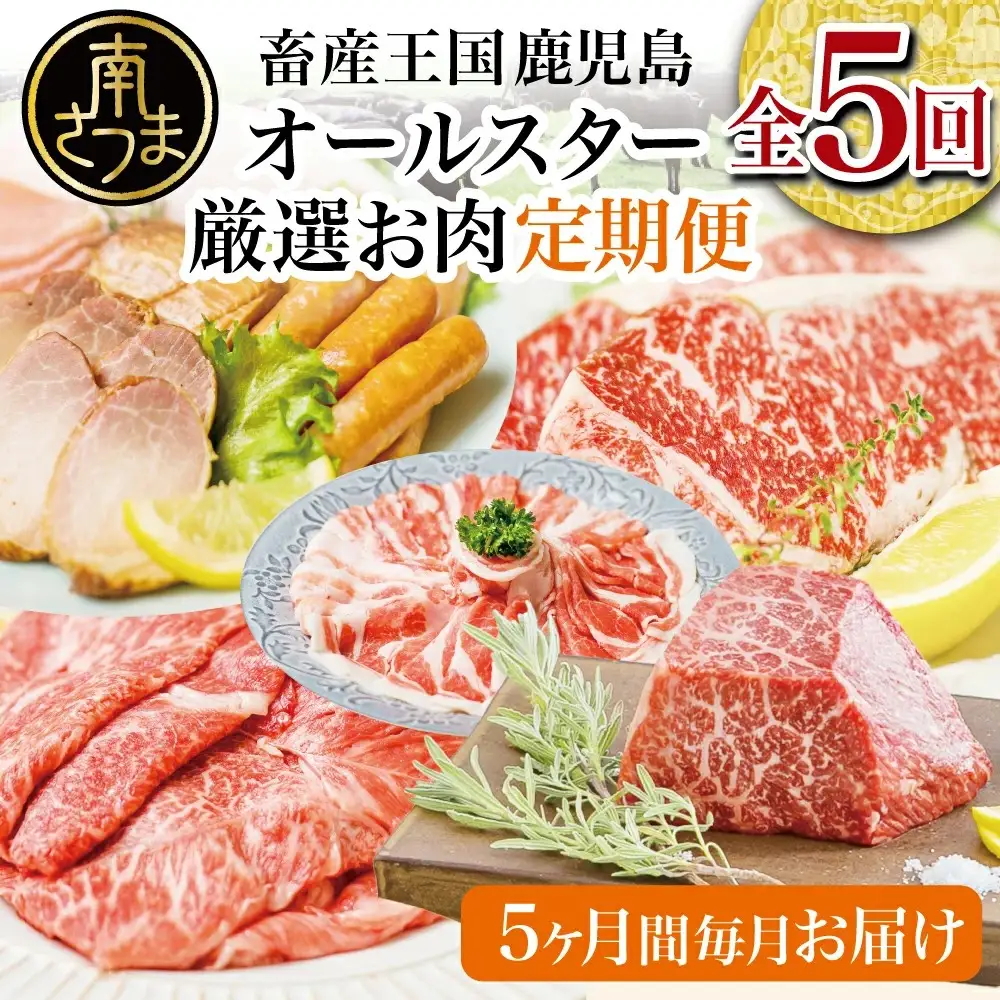 【お試し版】オールスター厳選お肉定期便（全5回） 牛肉 豚肉 すき焼き しゃぶしゃぶ 赤身 焼肉 冷凍 定期便 鹿児島 南さつま市