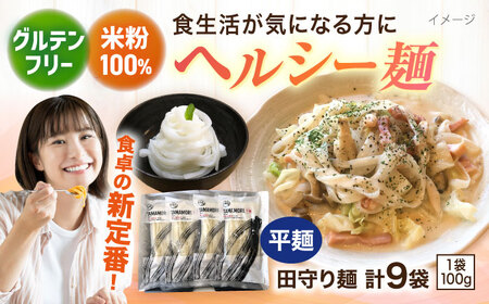 麺 グルテンフリー米粉100%麺 田守り麺（平麺）100g×9袋  [AICU003] 
