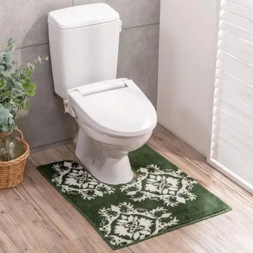 さりげなく開運リーフ柄耳長トイレマット グリーン