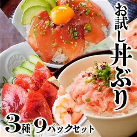 お試し丼ぶり3種9パックセット　A0-63_魚介・海産物 カツオ 鮮魚 かつお 鰹  魚介・海産物 マグロ 鮮魚 まぐろ 鮪_【配送不可地域：離島】【1505334】