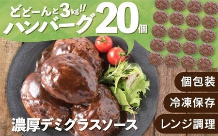 AB270.累計４０万個突破！どーんと3㎏!大容量デミハンバーグ【150g×20個】【訳あり】【北海道・沖縄・離島へ配送不可】