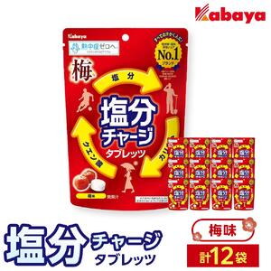 カバヤ　塩分チャージタブレッツ 梅味 12袋｜カバヤ食品 kabaya かばや 熱中症対策 塩分補給 夏バテ防止 飴 あめ タブレット 塩分チャージタブレッツ お菓子 タブレット セット 岡山市 岡山 梅 うめ タブレッツ 塩分チャージ 梅味 12袋