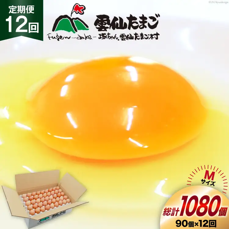 BI042 12回 定期便 たっぷり！ 雲仙たまごMサイズ 90個(85個＋割れ補償5個入り) [長崎県 島原市]