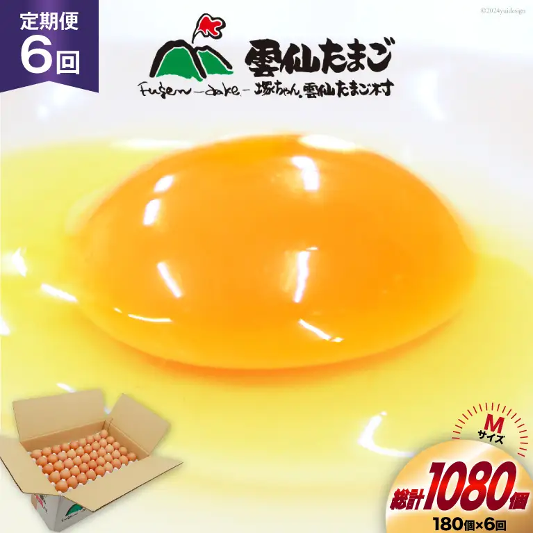 BI050 6回 定期便 どっさり！ 雲仙たまごMサイズ 180個(170個＋割れ補償10個入り) [長崎県 島原市]