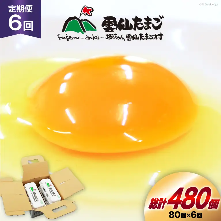 BI035 6回 定期便 雲仙たまごLサイズ  80個 (10個入り×8パック)(75個＋割れ補償5個入り) [長崎県 島原市]