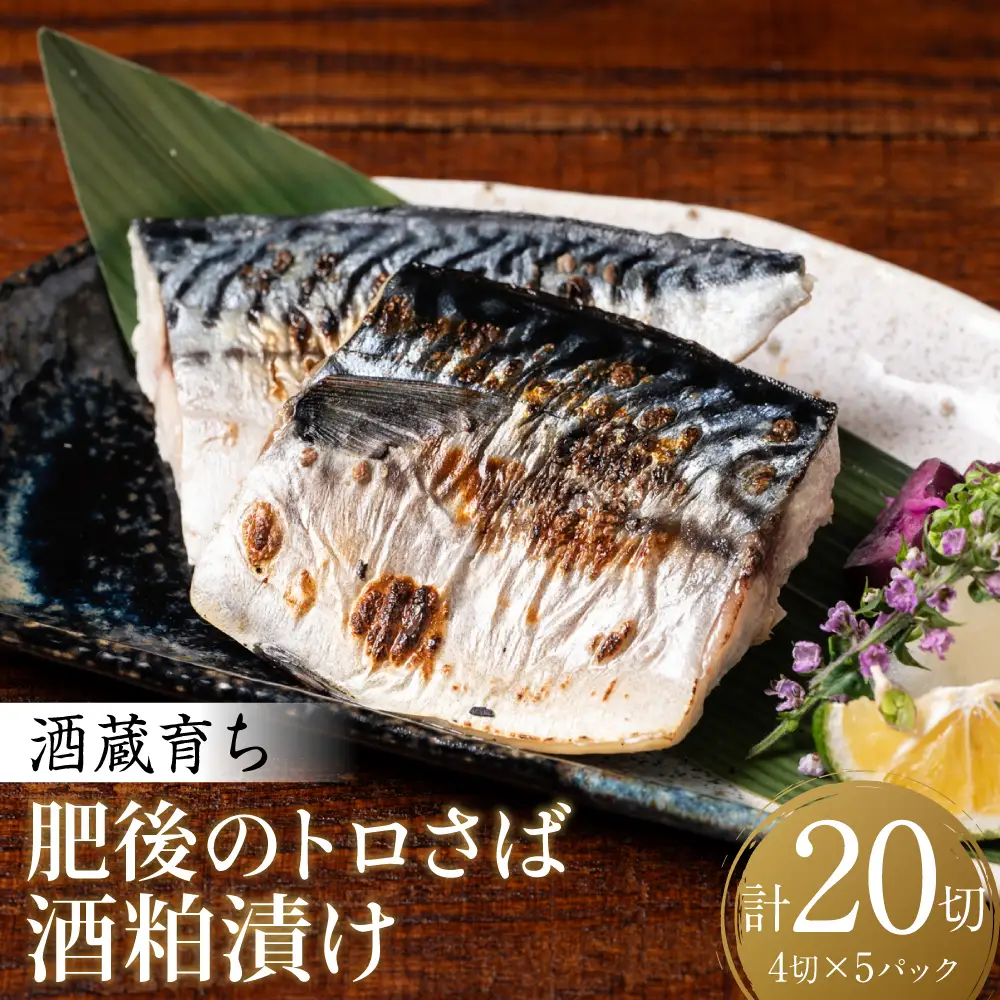 酒蔵育ち 肥後のトロさば 酒粕漬け 4切入×5パック 合計20切 おかず レシピ トロサバ とろさば 赤酒 酒粕 粕漬 さば サバ 鯖 焼き魚 魚 熊本 八代市