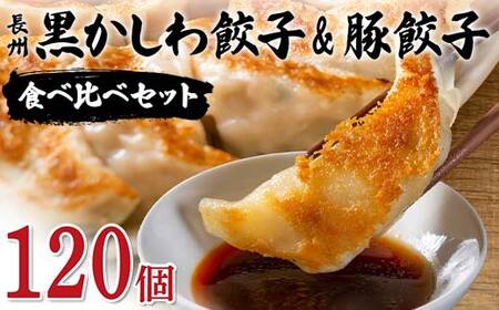 長州黒かしわ餃子＆豚餃子 食べ比べセット 120個入り 手作り 生餃子 餃子 国産野菜 冷凍 化学調味料不使用 化学調味料無添加 らいちの餃子 黒かしわ 長州黒かしわ F6L-956