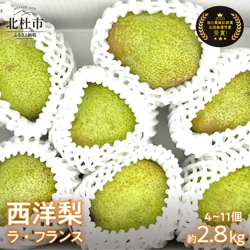 【2026年発送】西洋梨《ラ・フランス》約2.8kg（4～11玉）光センサーで糖度14度以上を確認済 [h039]