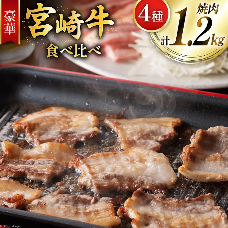 牛肉 宮崎牛 4種 食べ比べ 焼肉 計1.2kg [ミヤチク 宮崎県 美郷町 31au0100]