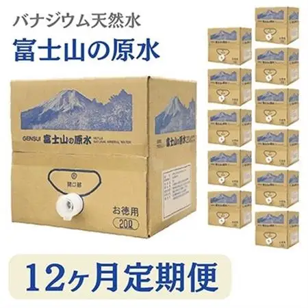 【毎月定期便】バナジウム天然水富士山の原水20L 全12回【4054284】