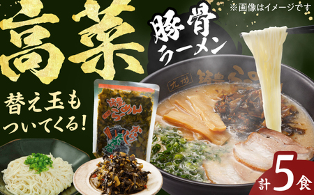 高菜生ラーメン5食＋替玉セット / 豚骨ラーメン スピード配送[AFAE008]