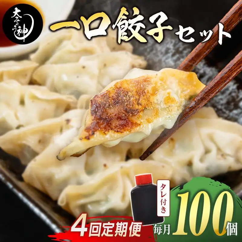 ＜定期便・全4回＞「一口餃子の大明神」一口餃子セット 100個 （50個入×2袋） タレ付き 毎月お届け