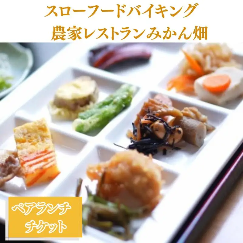「スローフードバイキング農家レストランみかん畑」ペアランチチケット / お食事 お食事券 バイキング ランチ 和歌山 田辺市 旬の食材 新鮮 スローフード ヘルシー 美味しい 野菜 農家 レストラン 【grt001-1】