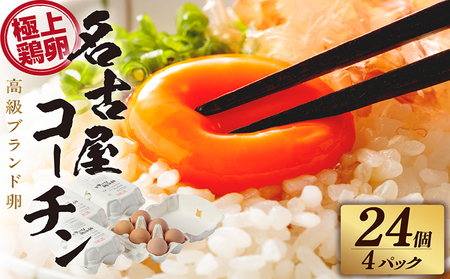【高級】名古屋コーチン 4パック（計24個）【JGAP認証】飼料にこだわった 採れたて卵 新鮮 希少 たまご 安心 安全 農家直送 たまごかけご飯 生卵 美味しい卵 愛知県 常滑市