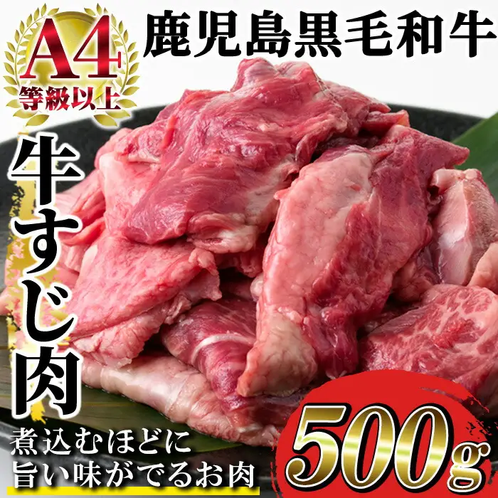 鹿児島県産 黒毛和牛 牛すじ 500g（500g×1P）A4等級以上！冷凍 小分け 国産 鹿児島県産 の 黒毛和牛 牛すじ カレー おでん にもおすすめ【00-030-06】