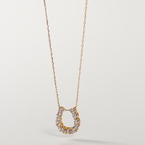 【K18イエローゴールド ラボダイヤモンドネックレス】0.363ct 11粒ダイヤで作る幸福のモチーフ 馬蹄ネックレス 長さ50cm K18-N007 ネックレス