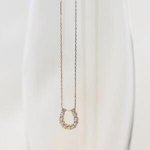 【K10イエローゴールド ラボダイヤモンドネックレス】0.363ct 11粒ダイヤで作る幸福のモチーフ 馬蹄ネックレス 長さ50cm K10-N007 ネックレス