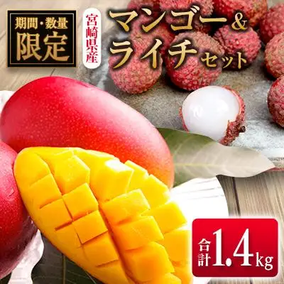 ◆宮崎県産 マンゴー＆ライチセット（合計約1.4kg）
