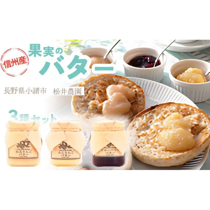 バター【バターセット】りんご リンゴ りんごバター 紅玉 ふじ ブルーベリー フルーツバター 完熟 アップル 果物 ペースト トッピング バタースプレッド トースト ヨーグルト 信州 長野