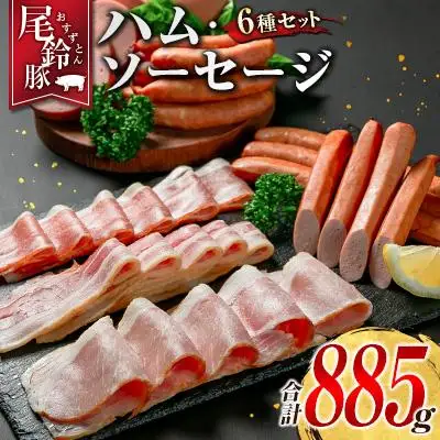 【PREMIUM PORK】 尾鈴豚 ハム ソーセージ 詰め合わせ 合計885g 6種 セット 宮崎県産