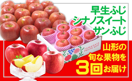 【定期便3回】☆フルーツ王国山形☆りんご３品種(早生ふじ・シナノスイート・サンふじ) FZ26-806