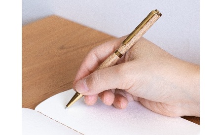 ふるさとの木を身近に感じる 《アベマキ ボールペン -slimline- 》1本 （ペン用ケース入り） | ツバキラボ ペン 文具 文房具 筆記用具 ケース入り ボールペン 贈り物 ギフト M27S22