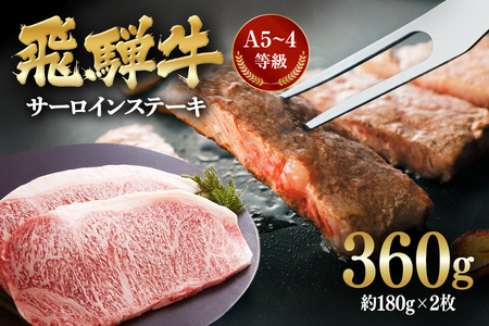 飛騨牛 A5～4等級 サーロインステーキ2枚 約360g (約180g×2枚) │ 国産 牛肉 和牛 ブランド ステーキ (A01-006)
