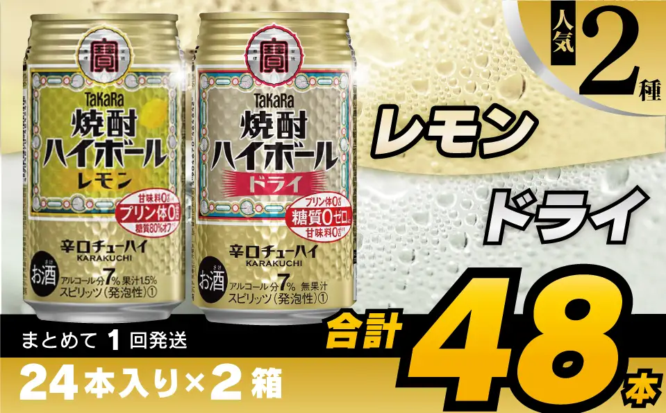CD076 タカラ 焼酎ハイボール レモン＆ドライ 350ml 48本 (24本×2箱) [長崎県 島原市]
