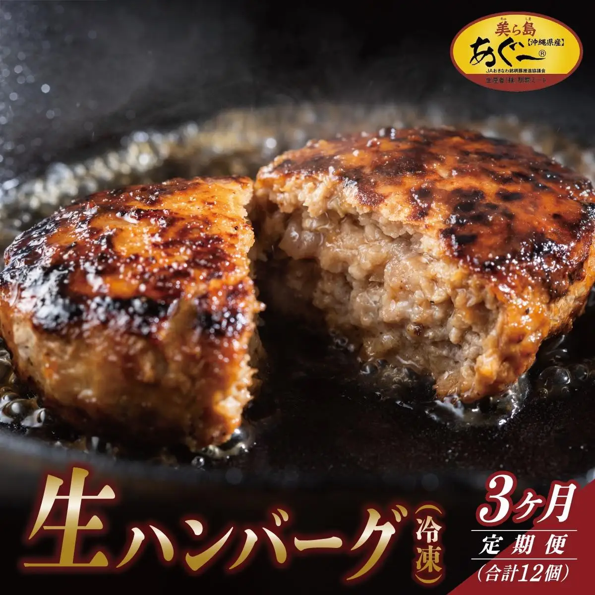 【3ヵ月定期便】【美ら島あぐ～】冷凍ハンバーグ   
