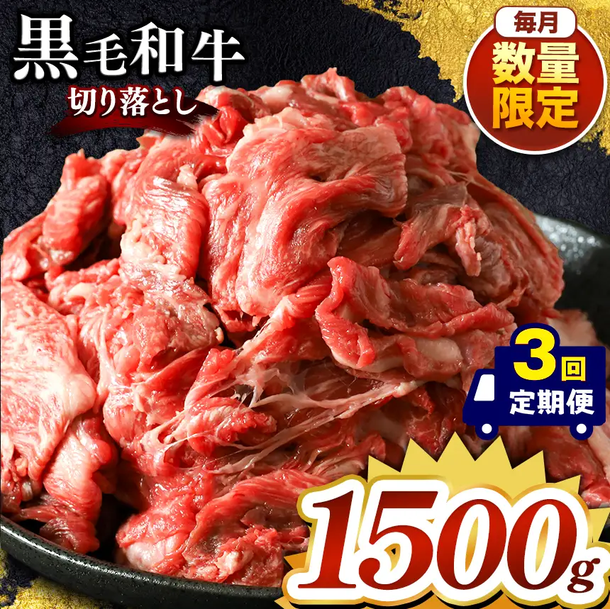 【定期便3回】栃木県産黒毛和牛切り落とし 1500g 
