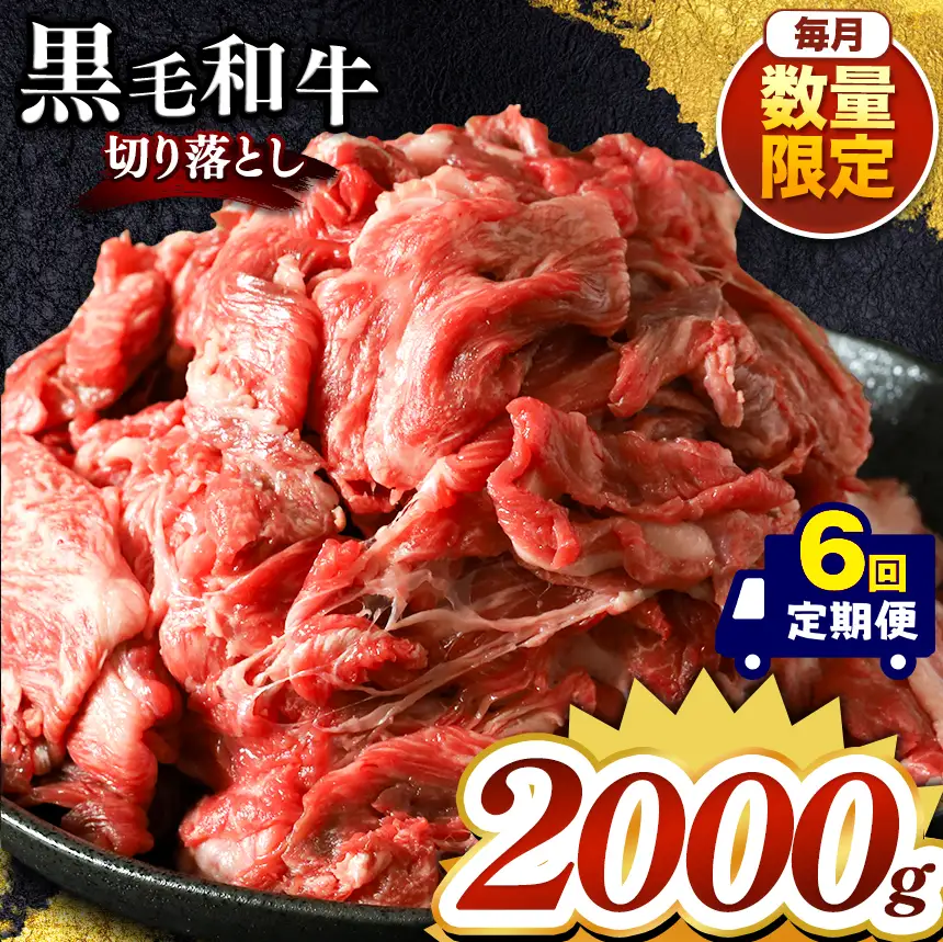 【定期便6回】栃木県産黒毛和牛切り落とし 2000g 