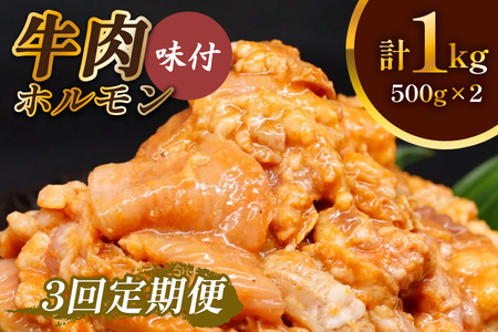 [定期便／3ヶ月] 牛肉 ホルモン 焼肉 計3kg (500g×2個×3回) [2127]