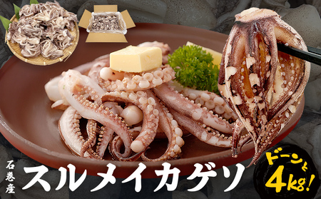 訳あり スルメイカ ゲソ 4kg 石巻産 冷凍 いか イカ 下足