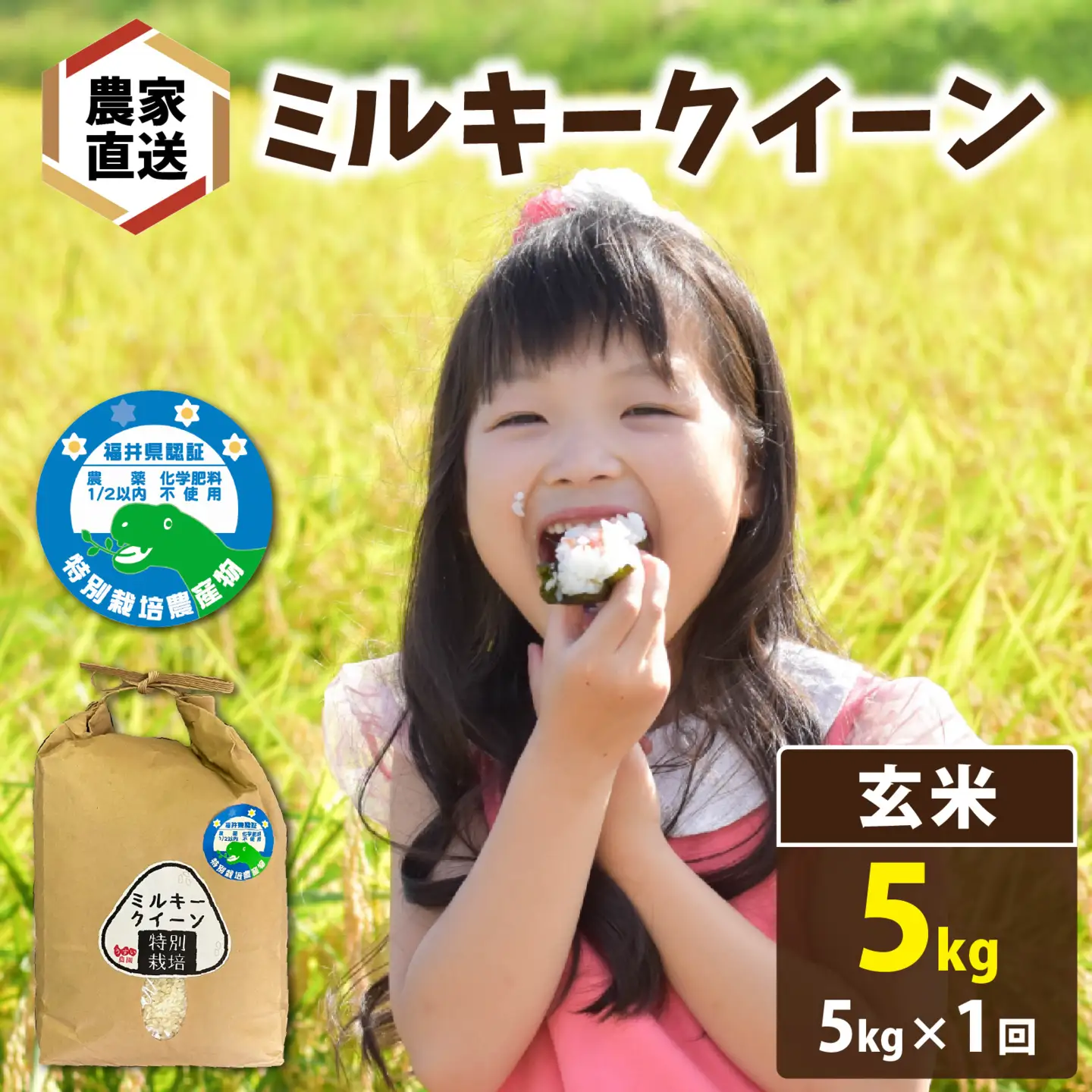 【 令和7年産 】【農家直送】特別栽培米認証3 ミルキークイーン 玄米 5kg×1袋（計5kg） | 福井 ギフト