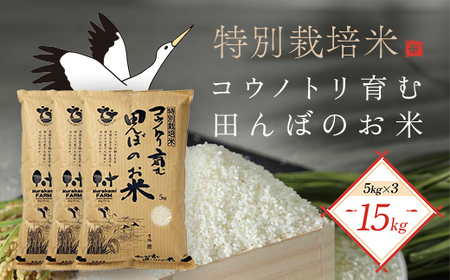 【先行予約 令和8年産】特別栽培米コウノトリを育む田んぼのお米 15kg（5kg×3袋）〈村上ファーム〉お米 おこめ 米 こめ コメ ご飯 ごはん 白米 15キロ 15kg 兵庫県 朝来市 AS1D5