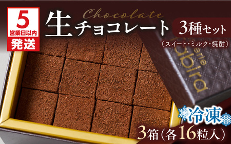 【5営業日以内に発送】生チョコレート 3種 （ スイート ・ ミルク ・ 焼酎 ） セット K300-004_04 冷凍 スピード配送 最短 すぐ届く お急ぎ